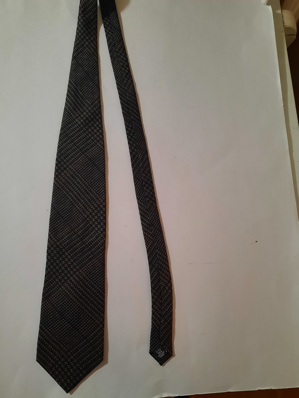 Vintage Eddie Bauer AKA Woven Tweed Necktie Brown Gold Geometric Pattern
